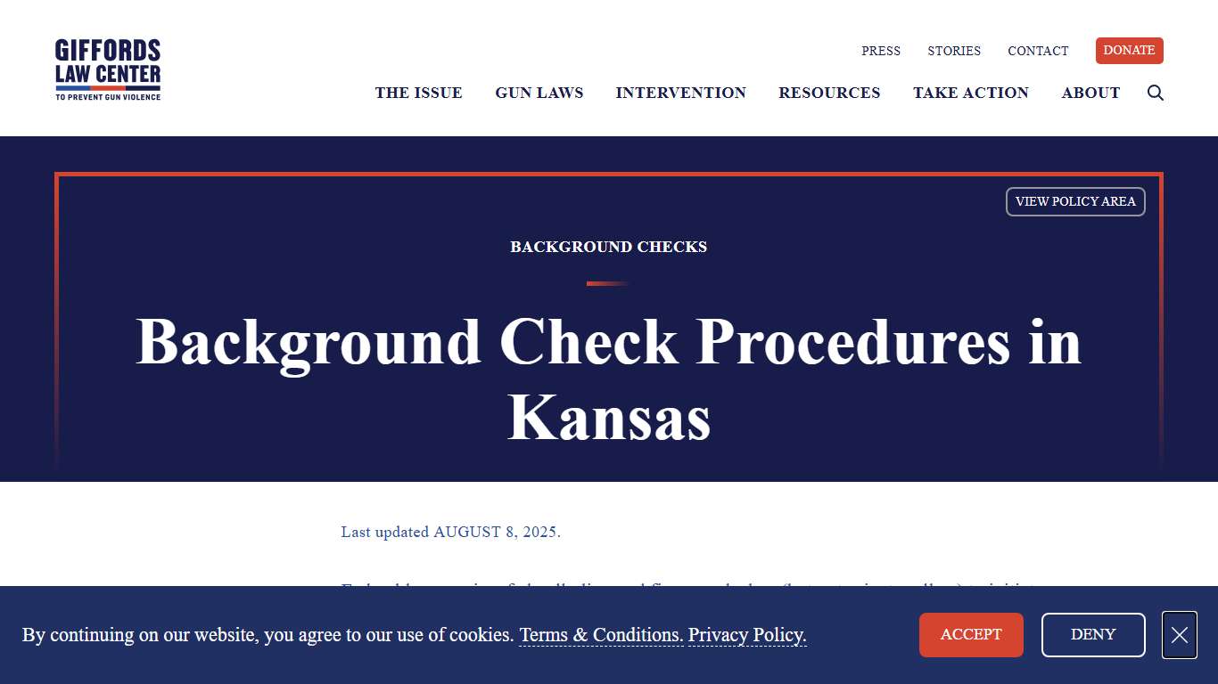Background Check Procedure Laws in Kansas Giffords